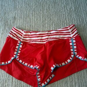 Red Striped Women's Shorts